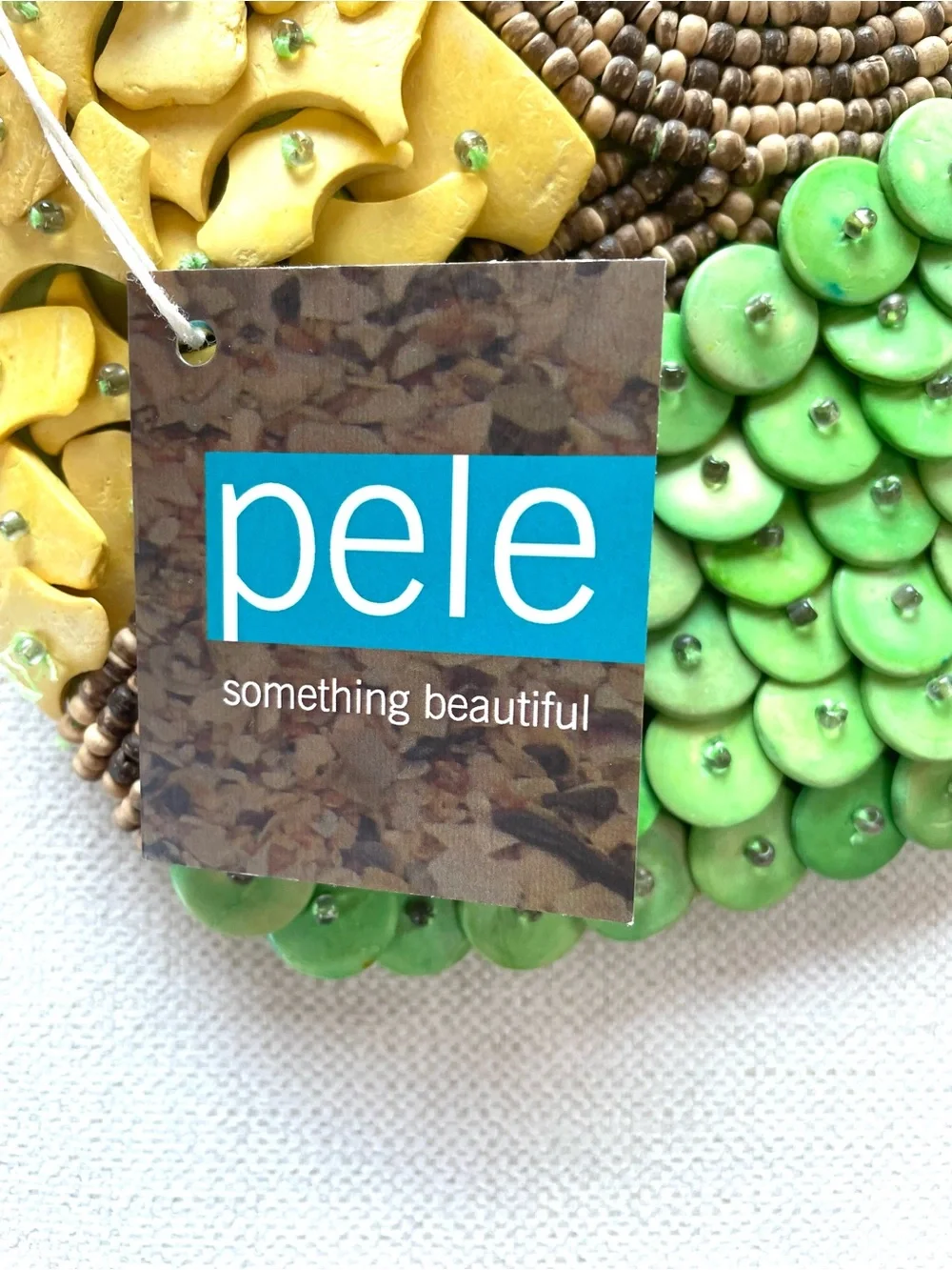 NWT Pele Beaded Green & Yellow Statement Shoulder Bag